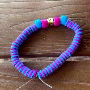 Blue and purple letter and bead bracelet